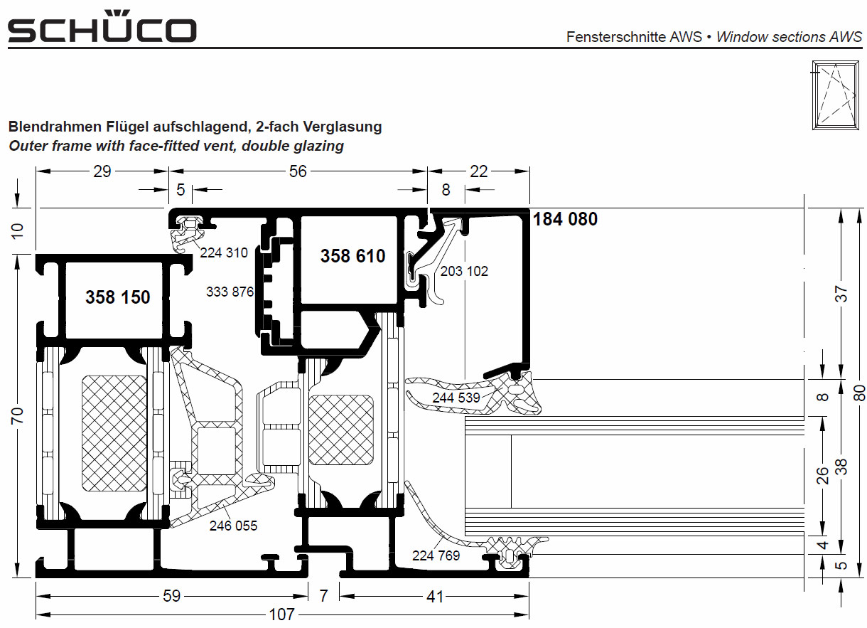Schuco AWS 70HI Aluminium Window System | For B2B | debesto
