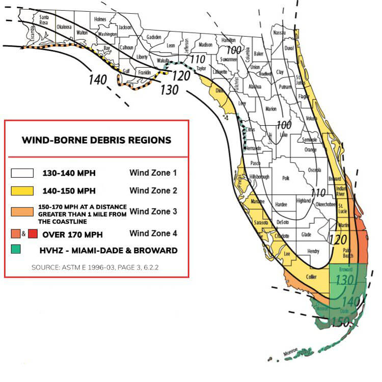 florida building code 2020 wind-borne debris regions map