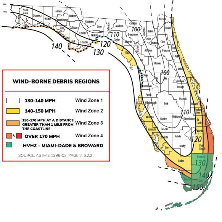 Installation Of Windows In Florida Florida Building Code Debesto Com   Florida Building Code 2020 Wind Borne Debris Regions 