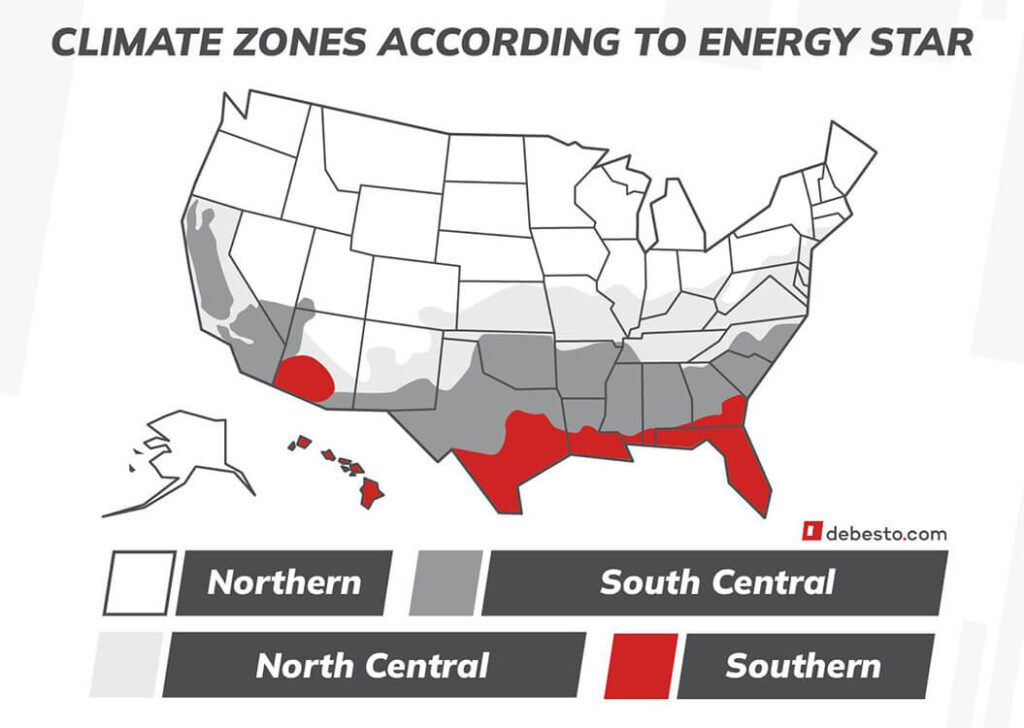 usa climate zones according to energy star window specification specs iconography