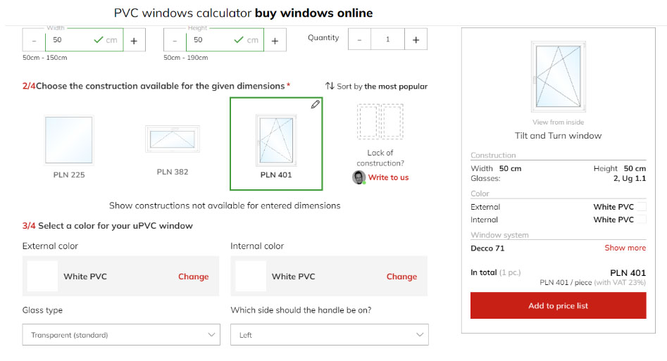 pvc price european tilt-and-turn windows poland