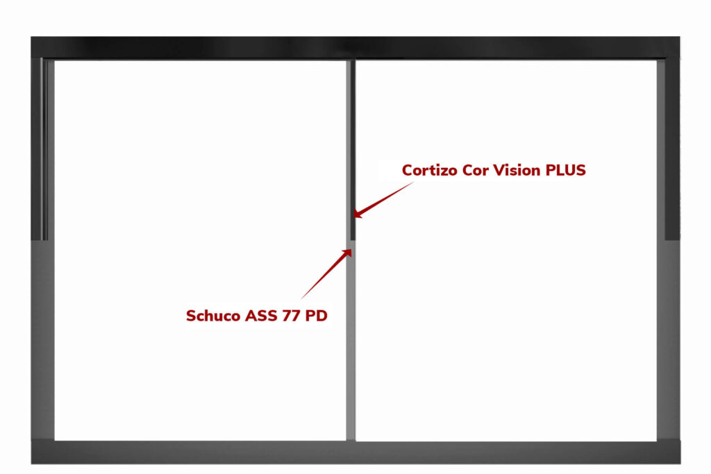 center post comparison schuco 77 ASS PD and Cortizo Cor Vision Plus